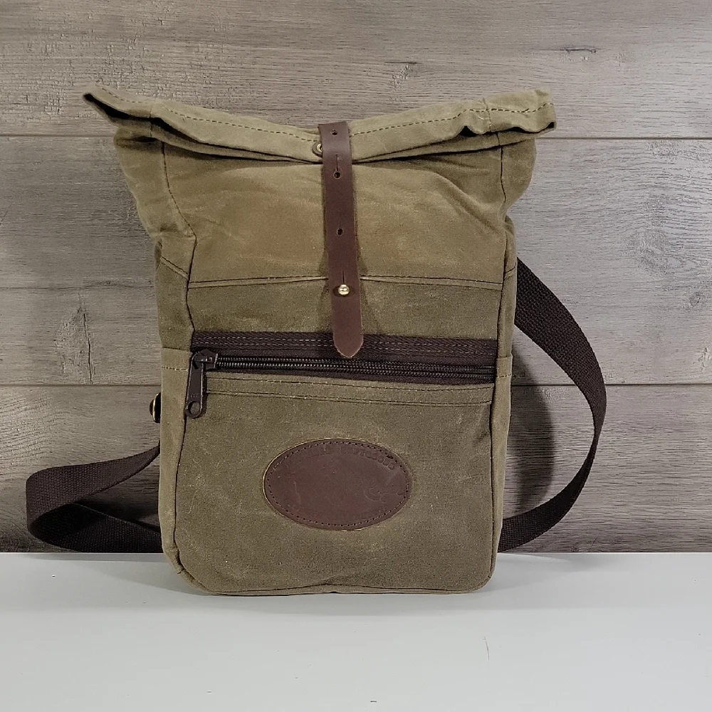 Frost River Duluth Trading Waxed Canvas Roll-Top Crossbody Bag in Olive Green